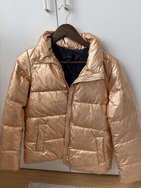 J Crew Gold Metallic Puffer Size XS